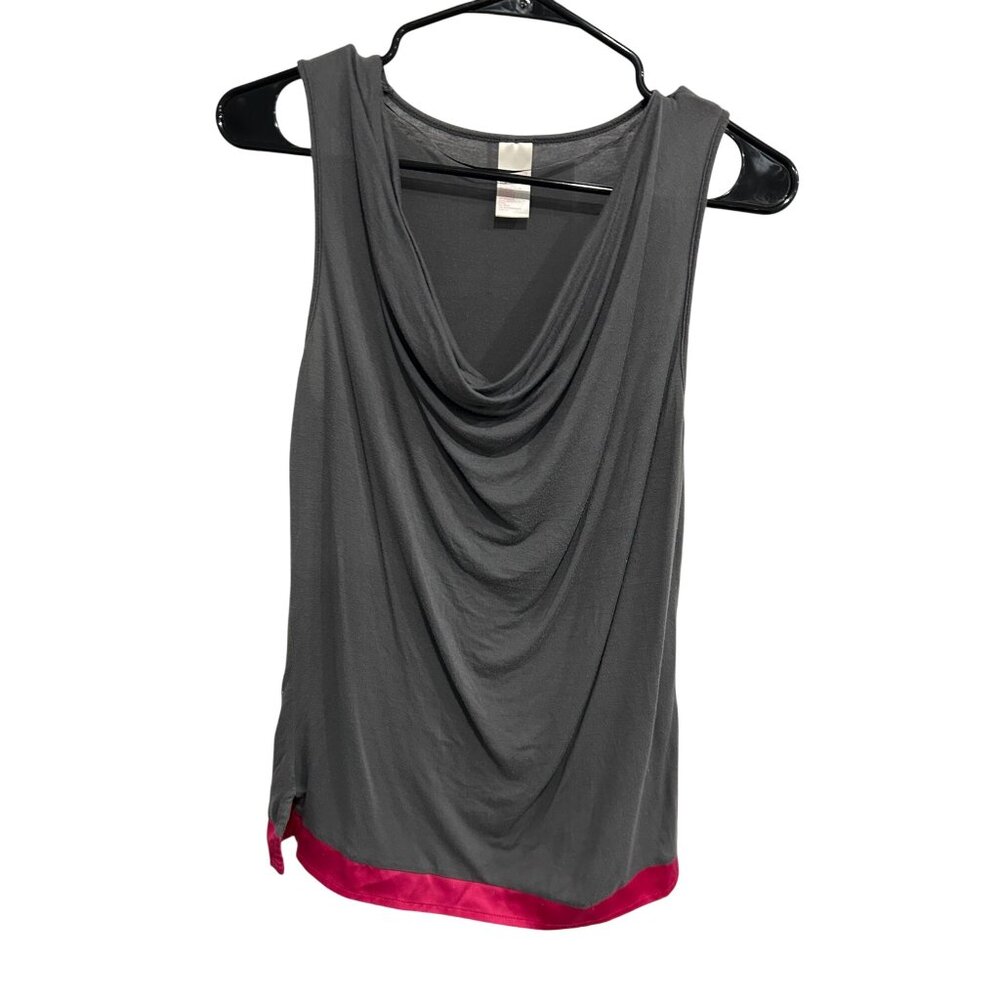 Covington Gray Sleeveless Drape Neck Top Cropped Pants Loungewear Set Sz Medium